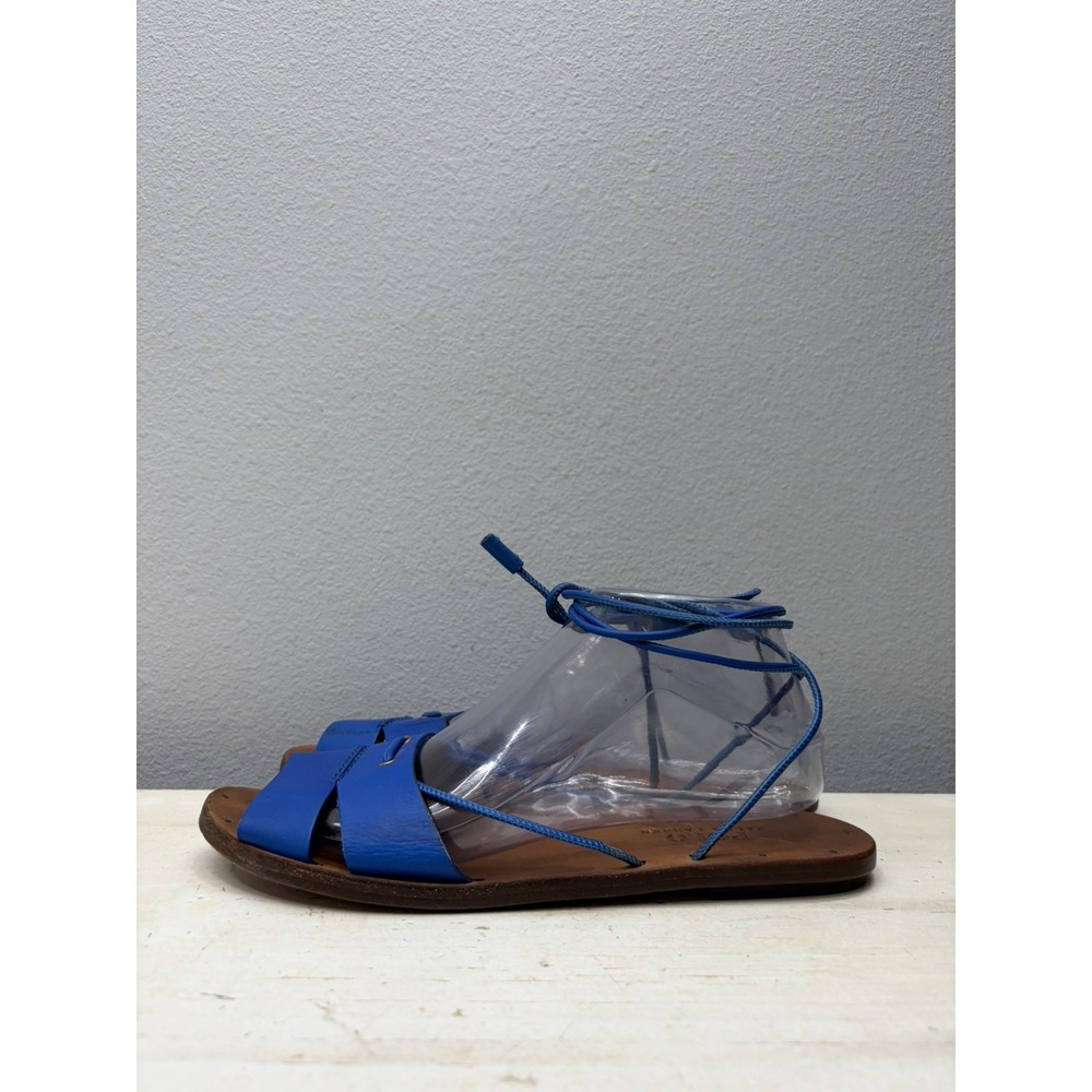 Polo Ralph Lauren Blue Leather Gladiator Open Toe Slide Sandals Size 39